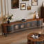 Buffet de rangement vintage en chêne rouge de qualité supérieure, 78,74 po, avec vitrine cintrée et meuble TV.-1422908753