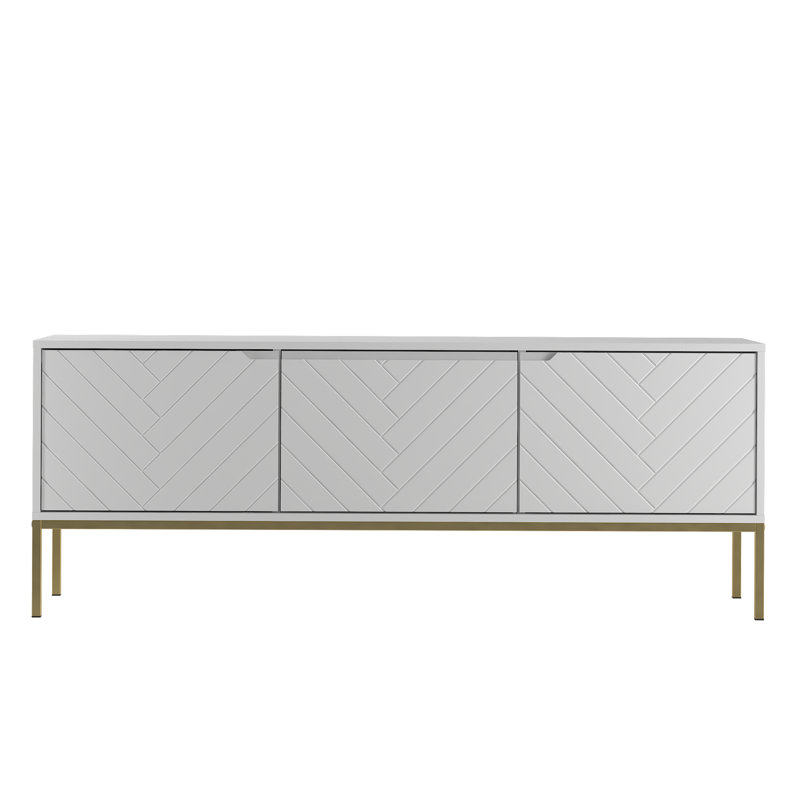 Ankrom Unfinished TV Stand for TVs up to 65", White/Gold