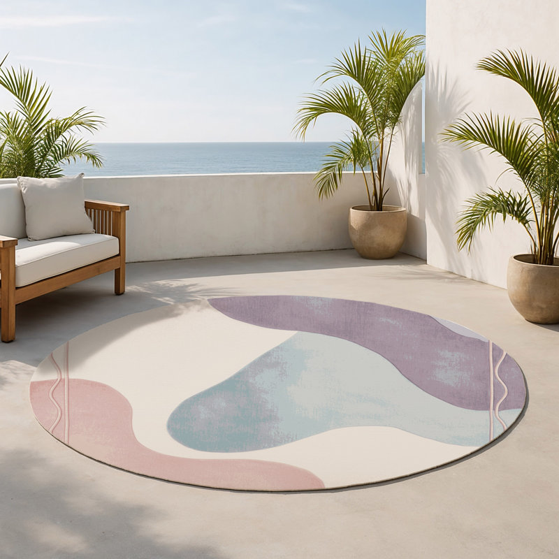 Dewdrop Pools Indoor And Outdoor Area Rug, Round 5'