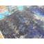 Tapis oriental moderne bleu / rose / ivoire / gris noué à la main à motif abstrait en laine / soie