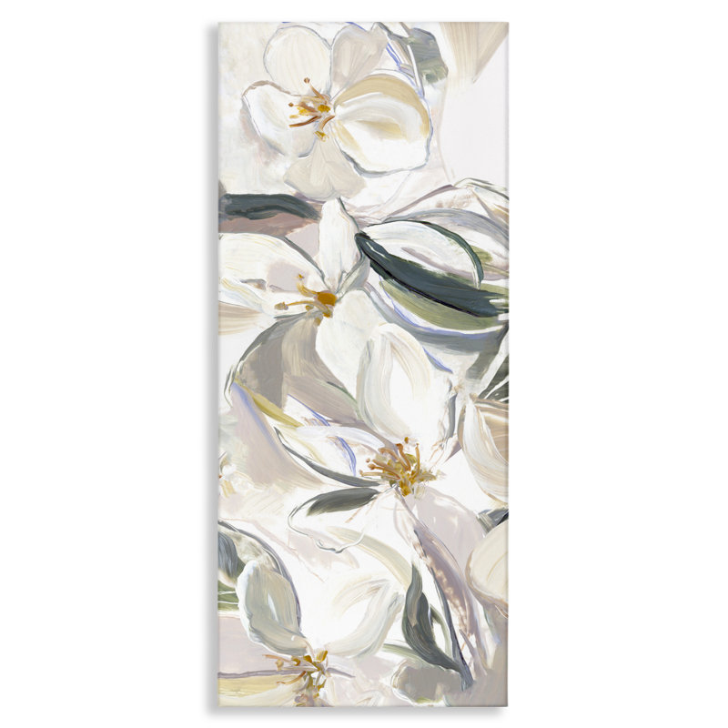 Toile neutre avec fleurs printanières, design par Hannah Dawson, H 40 po x l 17 po