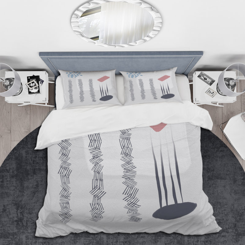 Minimalistic Abstract in Grey - Modern Duvet Cover Set - Microfiber Polyester, Twin Duvet Cover + 1 Standard Sham