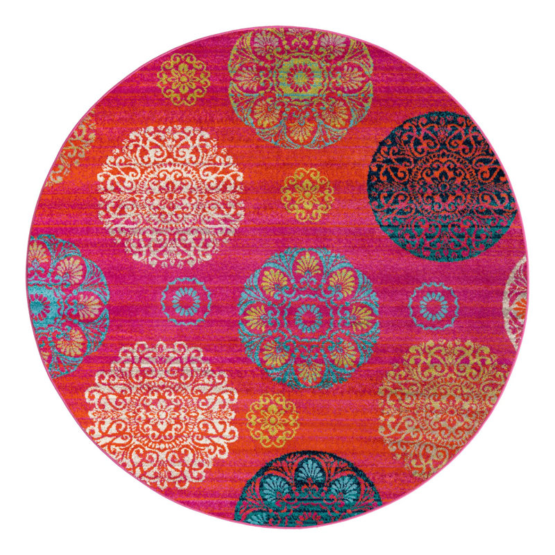Akridge Floral Indoor Rug, Round 7'