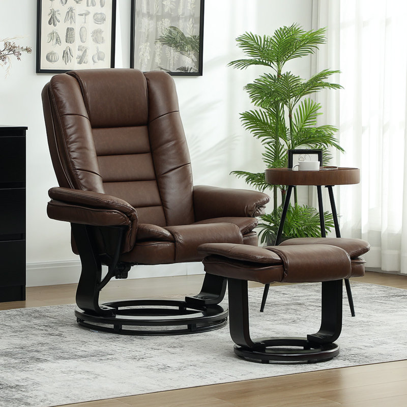 Faux Leather Swivel Manual Recliner
