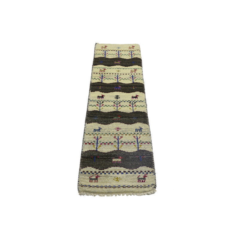 Tapis de couloir oriental crème Indo-Gabbeh