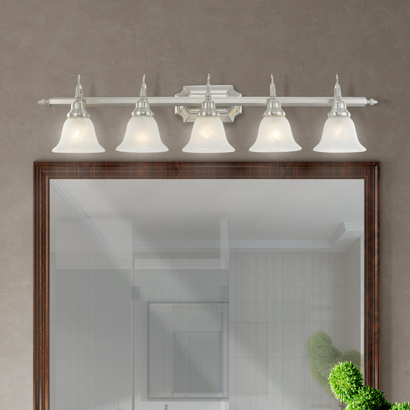 Éclairage de salle de bain à intensité variable 5 lumières Christianburg, Nickel brossé