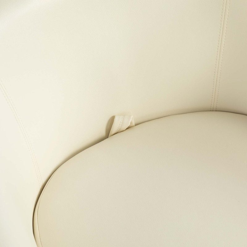 Fauteuil demi-tonneau rembourré pivotant avec rangement, Simili cuir blanc