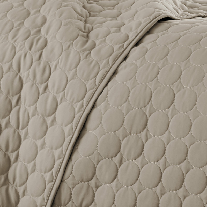 Sandy Taupe Full Size Embroidered Quilt Set