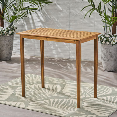 Table de bar d'extérieur minimaliste en bois d'acacia