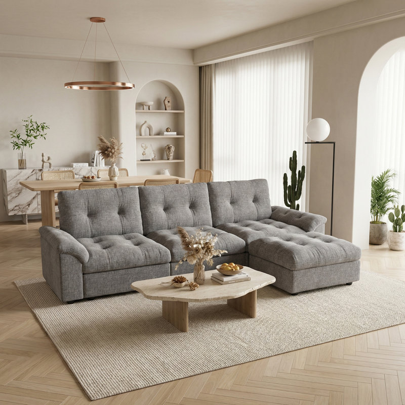 Canapé modulaire 103,5 po Cloud, Chenille gris pâle, H 38,85 po x l 103,5 po x P 56 po