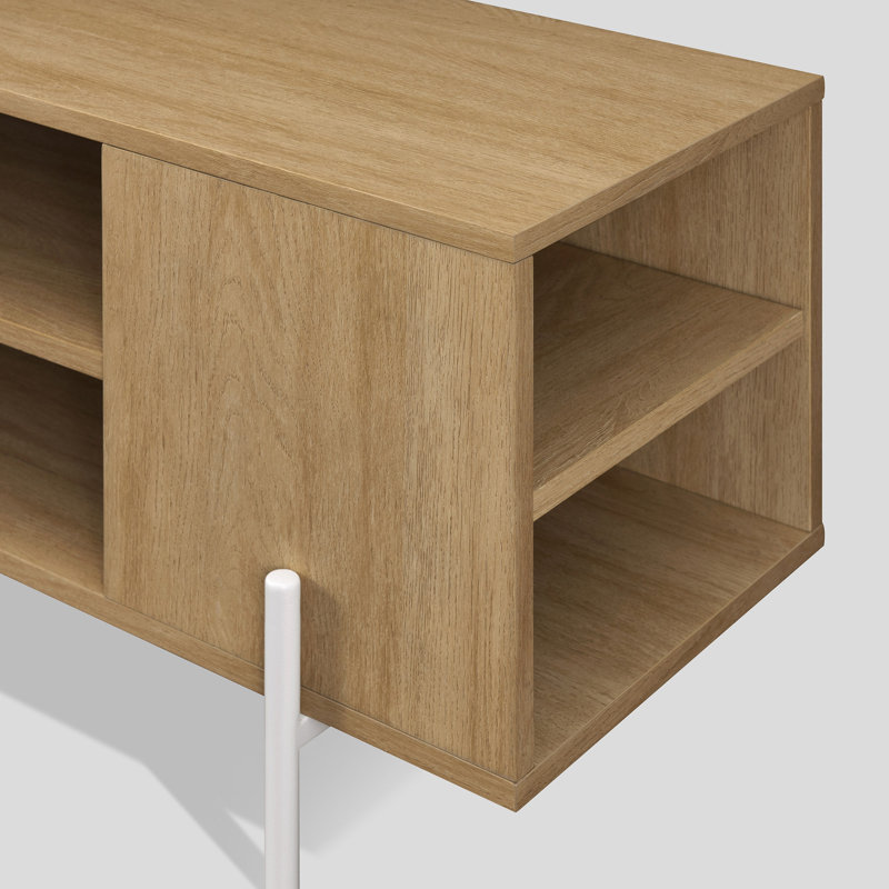 Judine Unfinished TV Stand, Coastal Oak/White