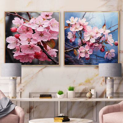 Richard - Ensemble de 2 collages carrés de fleurs de pommiers