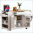 Kitchen Island With Trash Can Storage Cabinet, Power Outlet, Internal Storage Rack, Rolling Kitchen Islands On 5 Wheels With 3 Drawer, 3 Open Side Racks For 10 Gallon Garbage Bin-1979091473