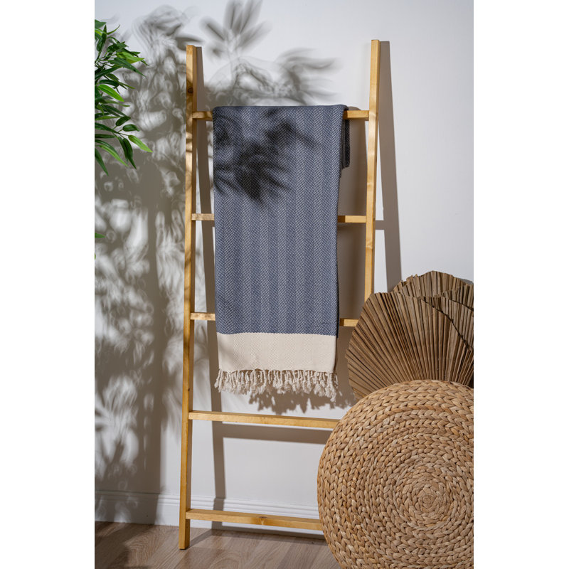 Indigo Blue Fouta Beach Towel, 100% Cotton & Polyester Blend, 35.4 x 70.9 Inches | 310 g/m², Quick-Dry & Lightweight | Perfect for Beach, Pool, Spa & Travel, Machine Washable at 86°F, Soft & Durable Design