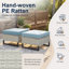 Repose-pieds de patio extérieur en osier avec coussin Ingvald (ensemble de 2)-1660989053-1660989050