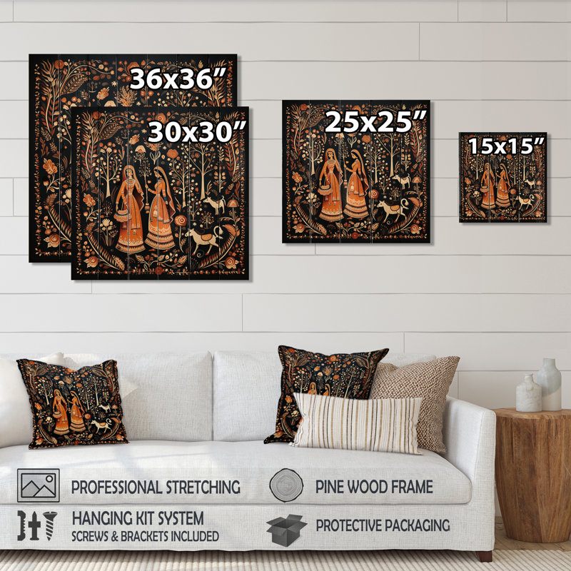 Ilonca - Personnage en bois sur bois de pin naturel, H 30 po x l 30 po