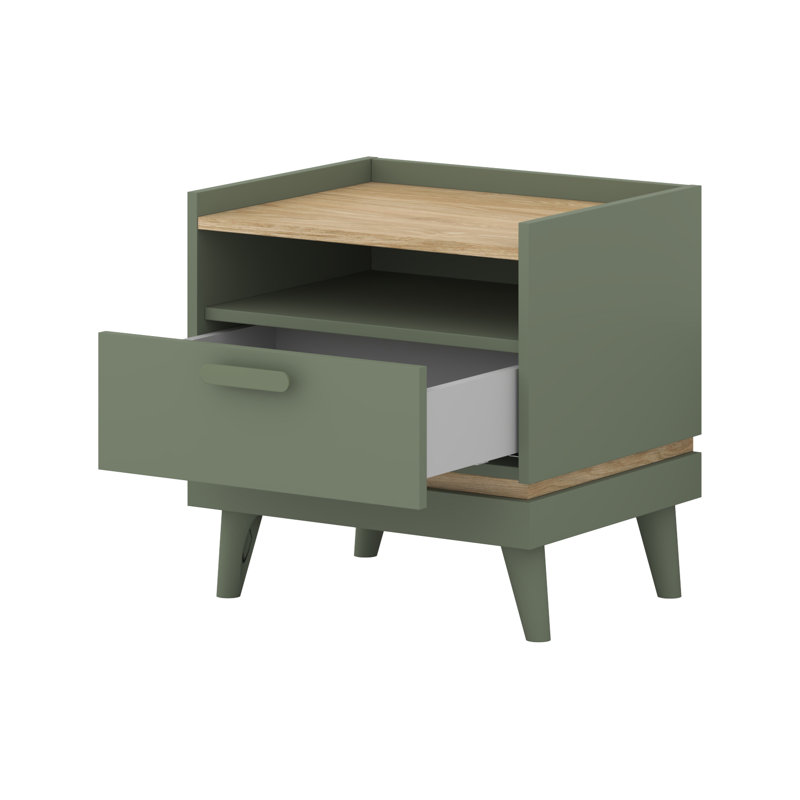 Holladay 50cm W Laminate Bedside Table, Green