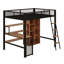 Lit mezzanine avec bureau et garde-robe de rangement, échelle encastrée et garde-corps sur toute la longueur