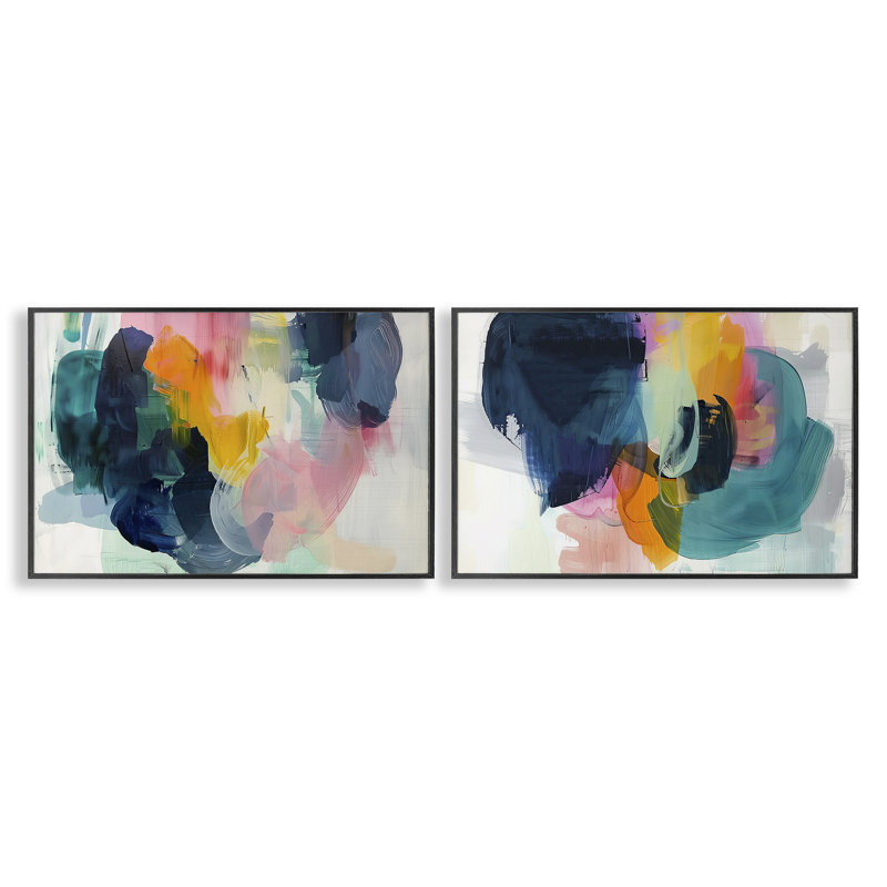 «Modern Restless Abstract», ensemble de 2 giclées par Irena Orlov, Giclée encadrée noir minuit, H 16 po x l 24 po