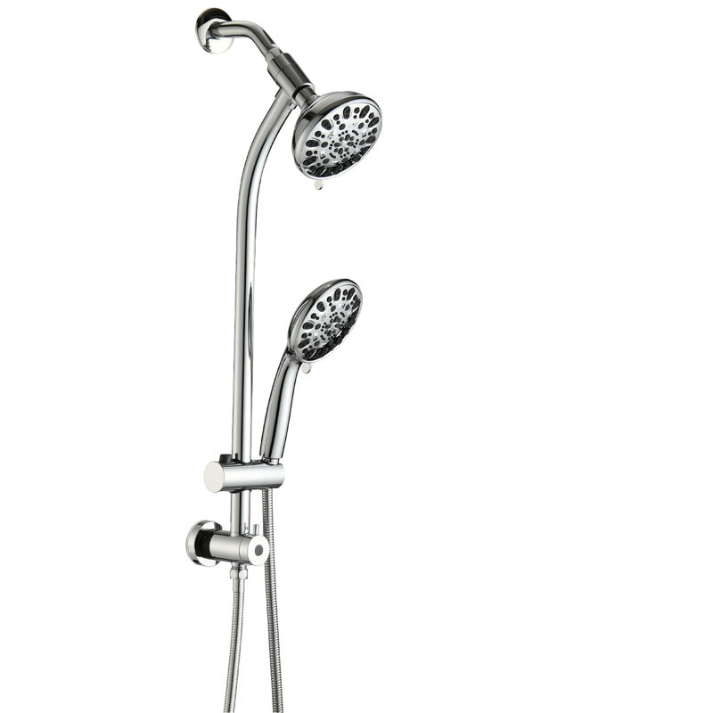 5 Inch Rain Shower & 7 Handheld With 26" Adjustable Slide Rail, Quick Setup, 1.8Gpm , Brushed Nickel Look, Stainless Steel Structure, Alloy Head, Nozzles, 7 Spray Modes Showerhead And Assembly,