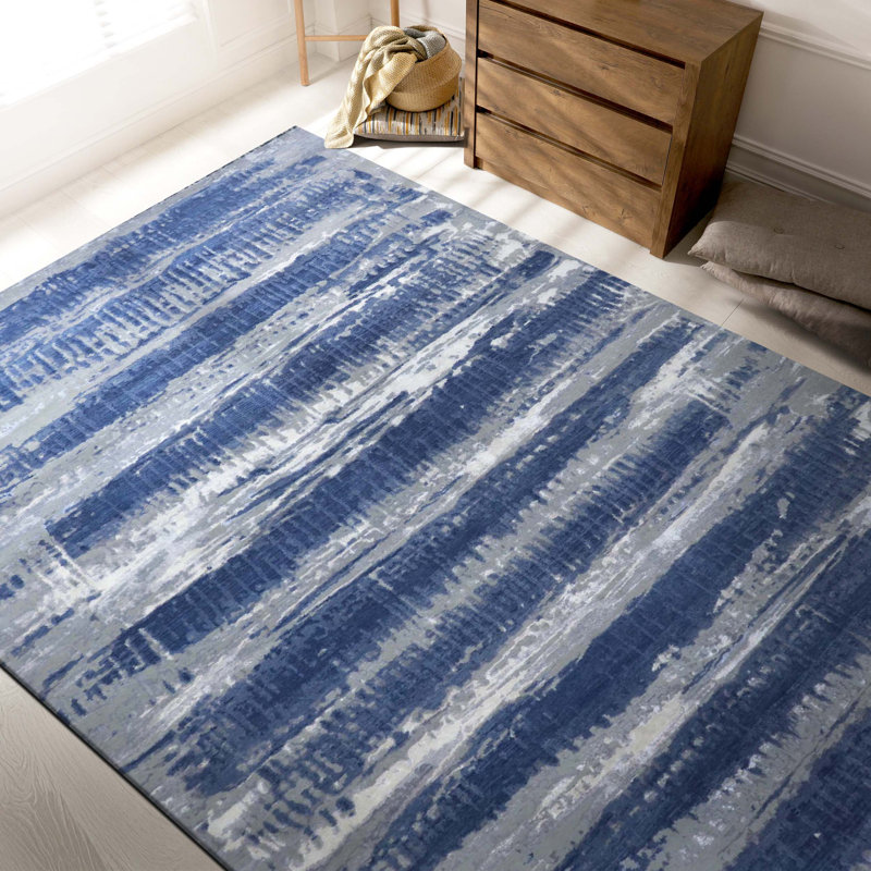 Handmade Linen and Silk Abstract Area Rug, Rectangle 8' x 10'