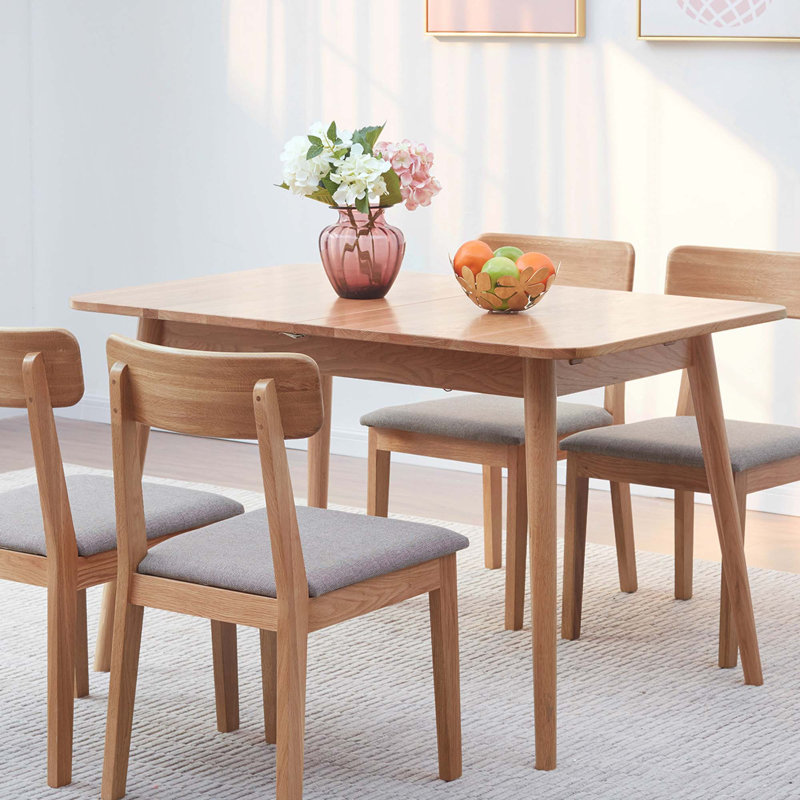 Table de salle à manger extensible en bois massif (table seulement), Chêne clair, H 29,53 po x L 31,5 po x l 47,2 po