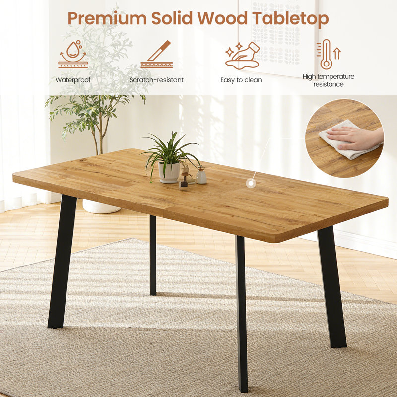 7 - Pieces Modern Kitchen Dining Set, 47.1"-63.1" Extendable Dining Table with 6 Upholstered Dining Chairs, Beige