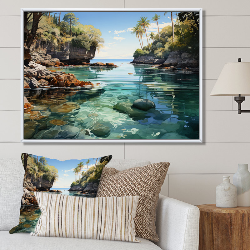 Bali Bliss Landscape III - impression, H 24 po x l 32 po x P 1 po, Cadre flottant blanc