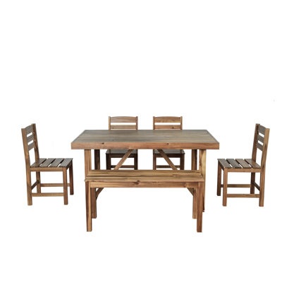 Table et chaise d'extérieur en bois pour le patio - Améliore le patio, le balcon et l'ambiance de la cour arrière