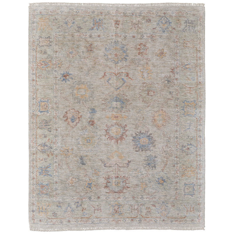 Tapis décoratif brun / brun clair / bleu Ramey, Rectangle 3 pi 6 po x 5 pi 6 po
