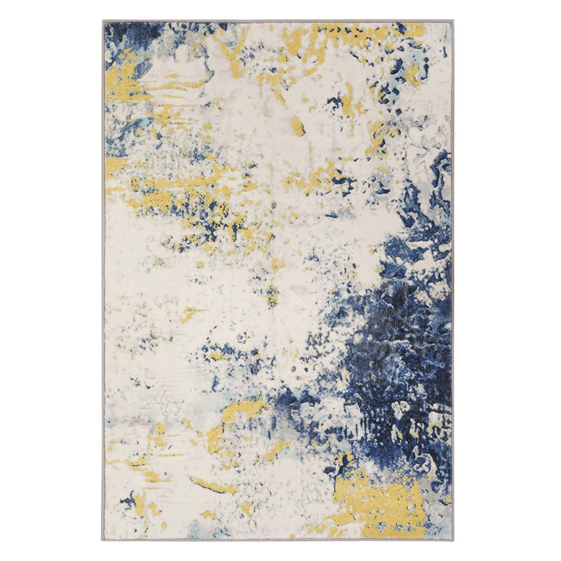 Tapis abstrait abstrait moderne, tapis doux pliables lavables avec envers antidérapant, Rectangle 9 pi x 12 pi