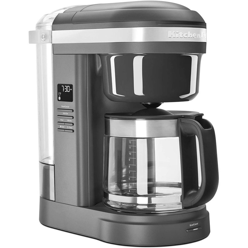 KitchenAid 12 Cup Drip Coffee Maker with Spiral Showerhead, Gray