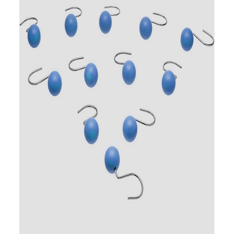 Plastic Rust Resistant Shower Curtain Hook, Royal Blue