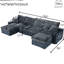 Canapé modulaire bleu confortable avec méridienne, canapé en U de 142 po pour le salon, siège profond, moderne, aucun assemblage requis Salon moderne, confortable, nécessaire-121094057