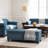 Fabric Storage Ottoman in Light Blue with Birch Legs, 50" Seating & Hidden Storage-1940334755