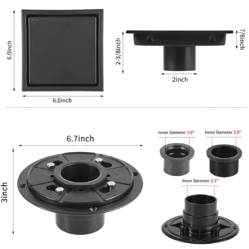 6'' W Tile-In, Black