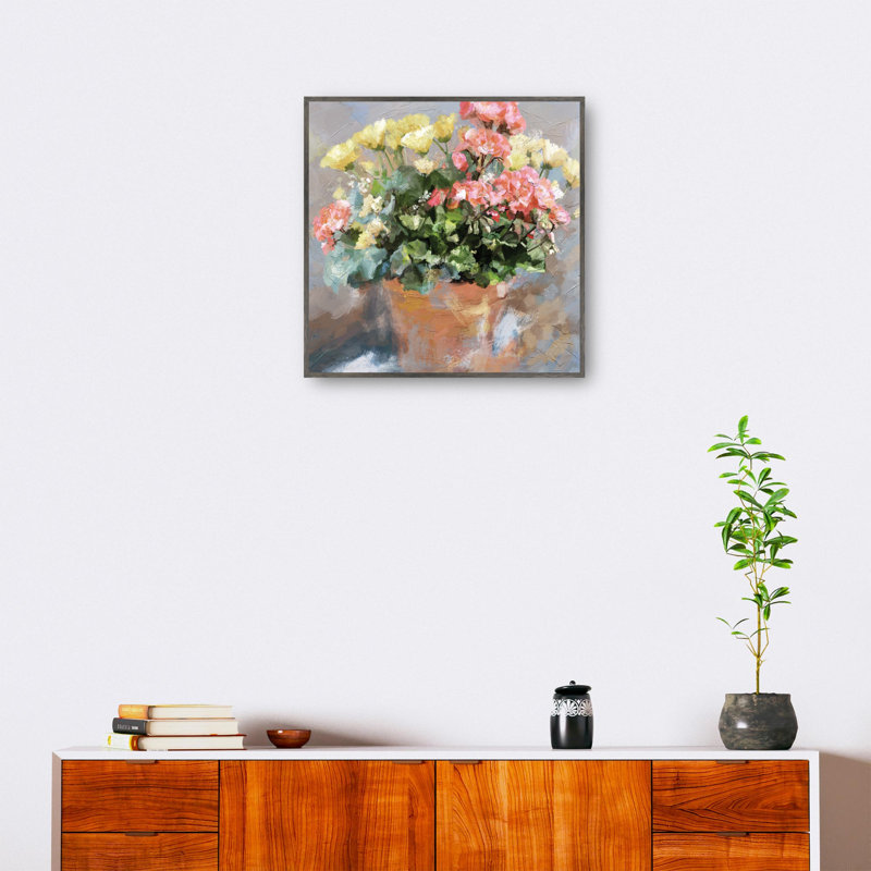«Clay Bouquet» par Studio Arts, reproduction d'art sur toile, H 36 po x l 36 po x P 1,5 po, Cadre couleur acier