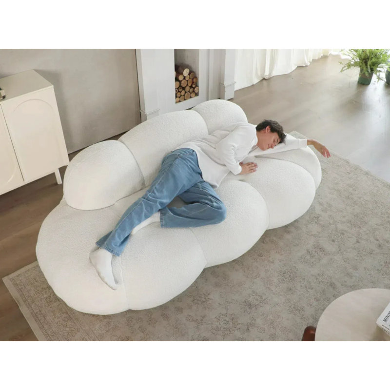 Canapé en polaire Sherpa Bubble Curve, Blanc