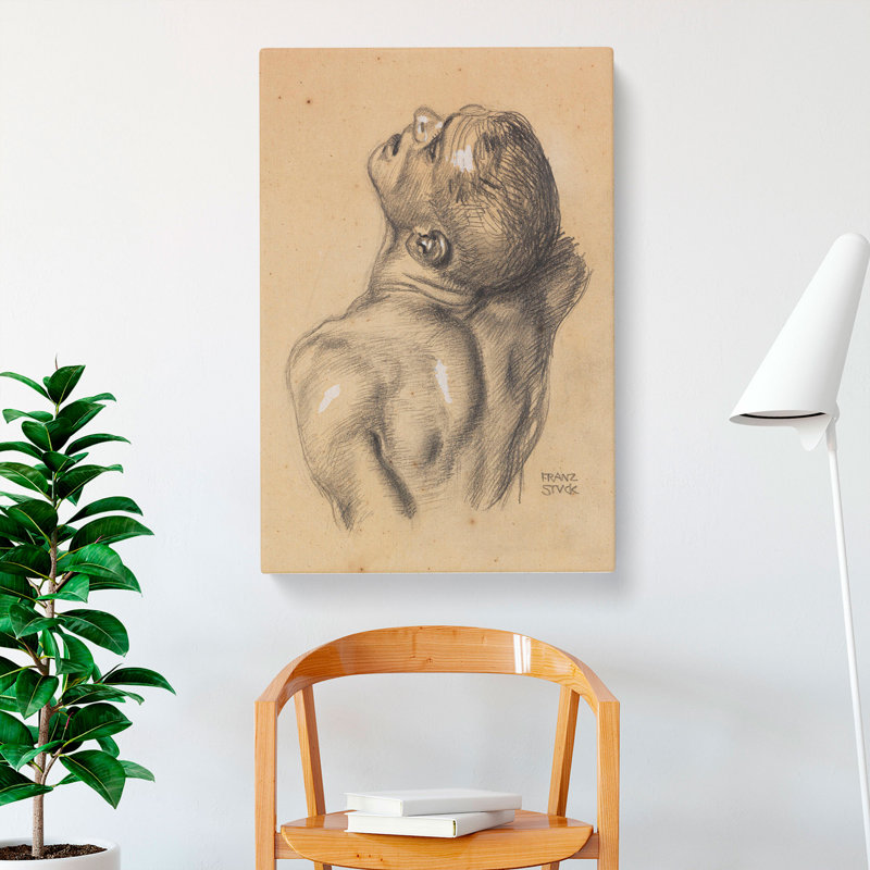 Sketch Of A Man by Franz Von Stuck - Wrapped Canvas Painting, 50cm H x 35cm W x 3cm D