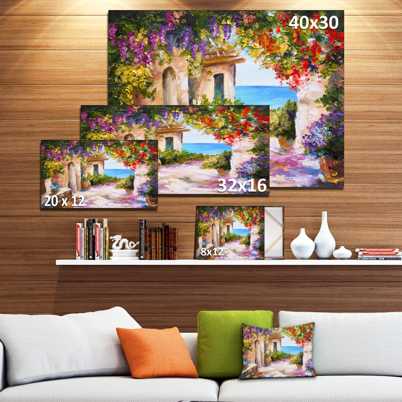 Paysage marin d'été - reproduction sur toile tendue, H 16 po x l 32 po