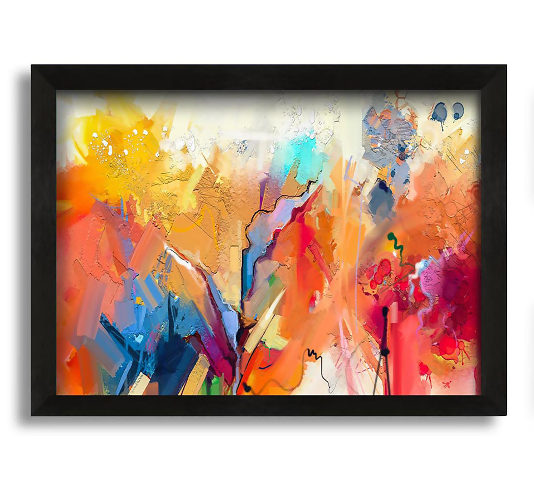 Gerahmtes Leinwandbild Colour Spill Flowers Framed Print