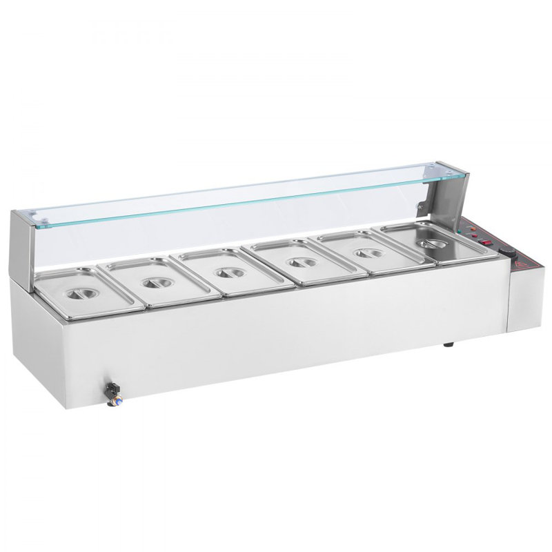 Chauffe-plat électrique commercial 6 pièces 6 * 8 pte avec écran en verre