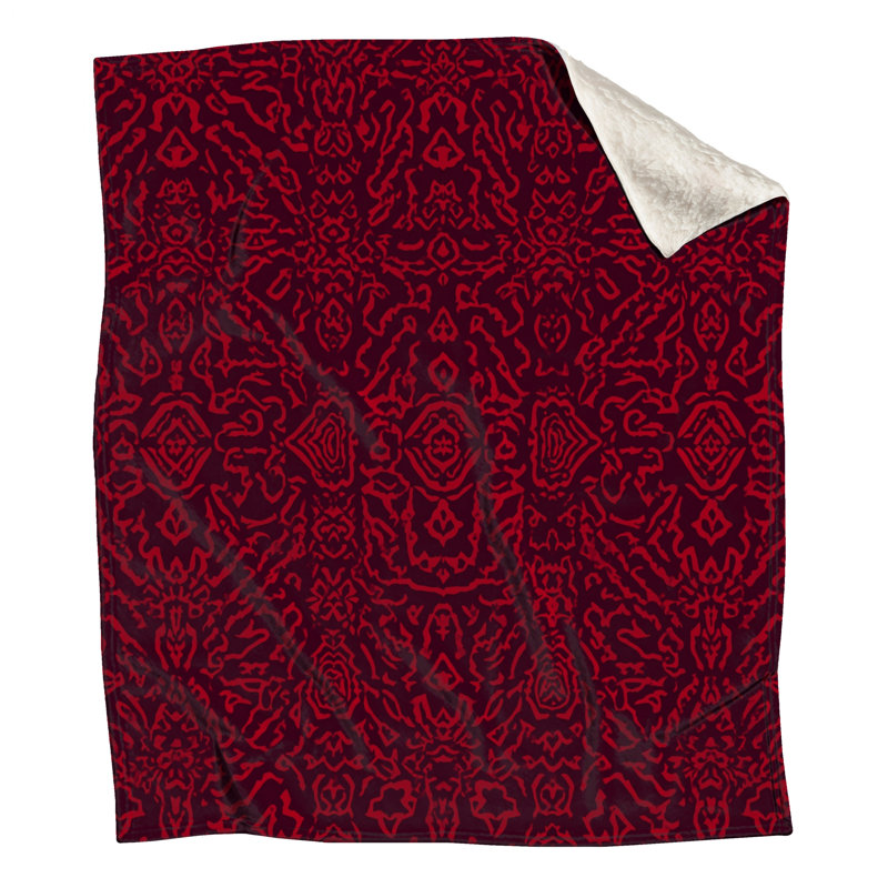 Red Ornate Damask Blankets, 60in W x 80in H