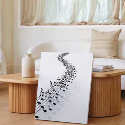 Canvas Create A Minimalist Design Featuring A Flowing Line Of Musical Wall Art Notes In Black On A Clean White Background The Notes Canvas Wall Art
