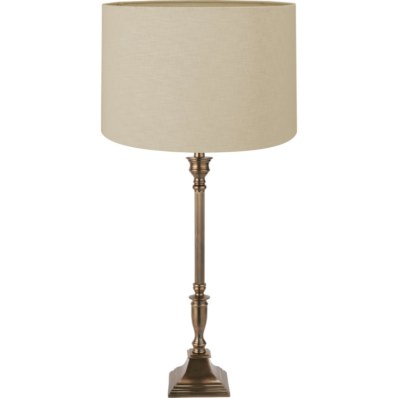 Table Lamp, Antique Brass, 36.61" H x 15.75" W x 15.75" D, Cream