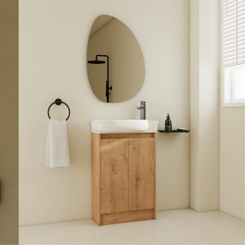 Meuble-lavabo autoportant de 23 po avec lavabo et portes à fermeture douce, Chêne