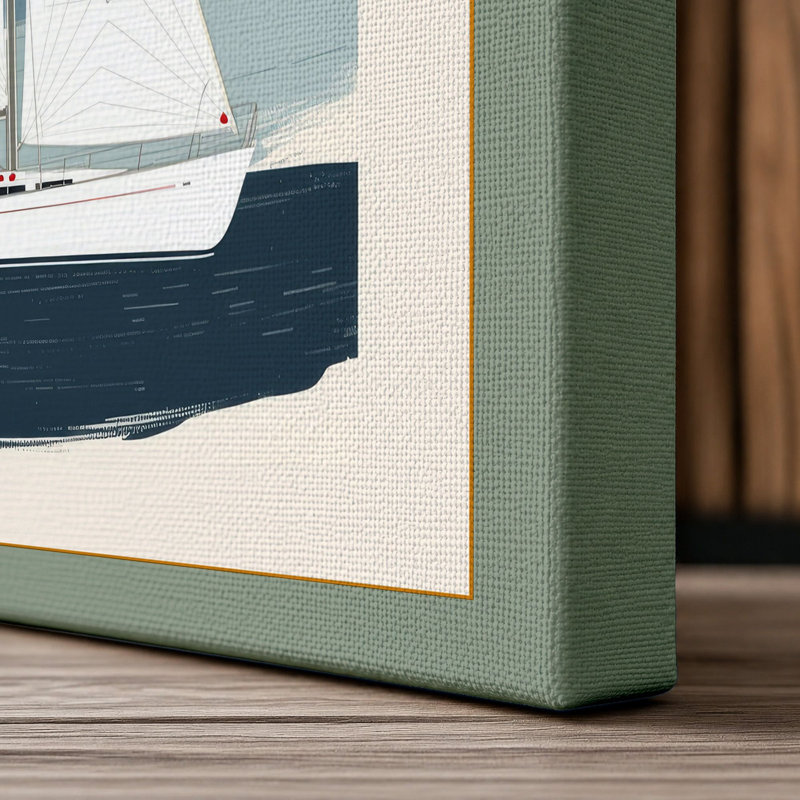 Sailing at Dawn Mid-Century - Wrapped Canvas, 36x24 - 91.4 x 61.0 cm, Sage Border