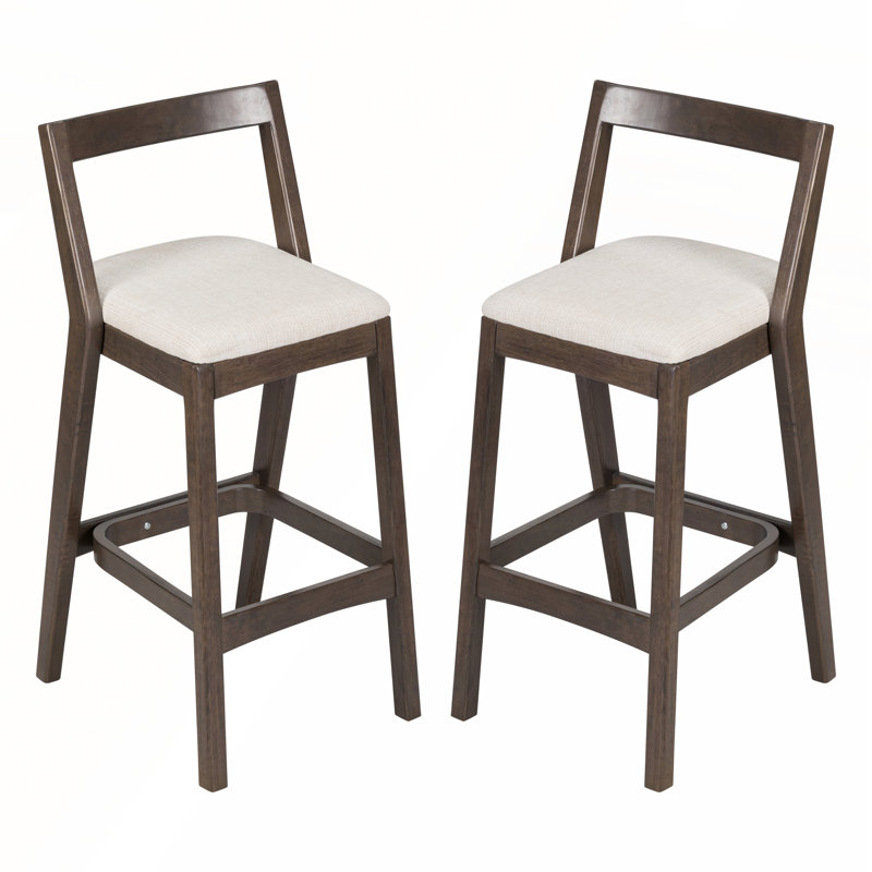Ensemble de 2 tabourets de bar en bois d'hévéa pour plus de confort et de style, Marron foncé