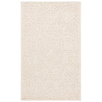 Textural Hand Tufted Wool/Cotton Oriental Rug in Ivory