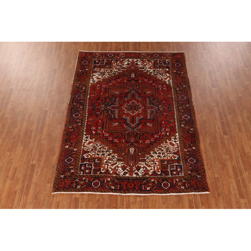 Tapis traditionnel fait à la main en laine rouge 7 x 10
